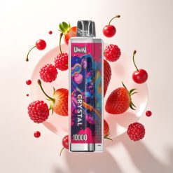 UWIN Crystal 10000 Pufova Jednokratna E-cigareta Jagoda-Brjbika-Trešnja, 18ml, 0-5% nikotina, RGB svjetla, Type-C punjenje